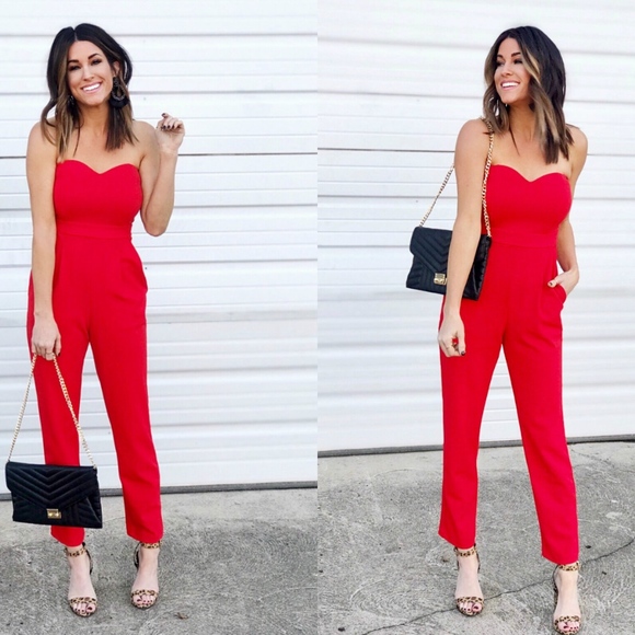 Express Strapless Sweetheart Neck Jumpsuit - Picture 1 of 3